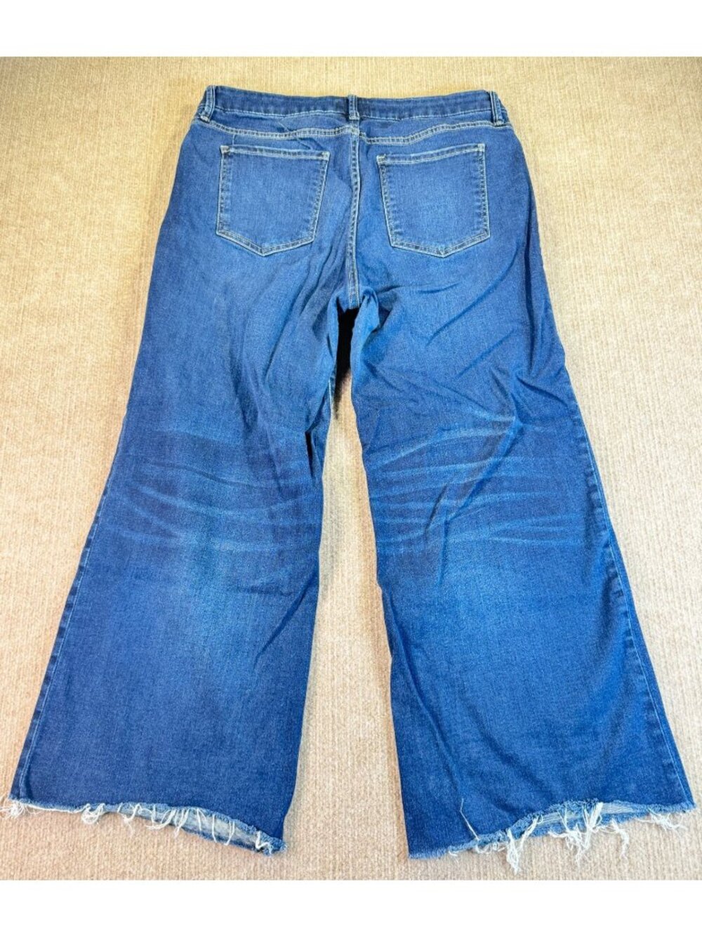 Kut From The Kloth Meg Fab Ab High Rise Wide Leg Jeans Size 14 Frayed Hem Blue D - Picture 8 of 10